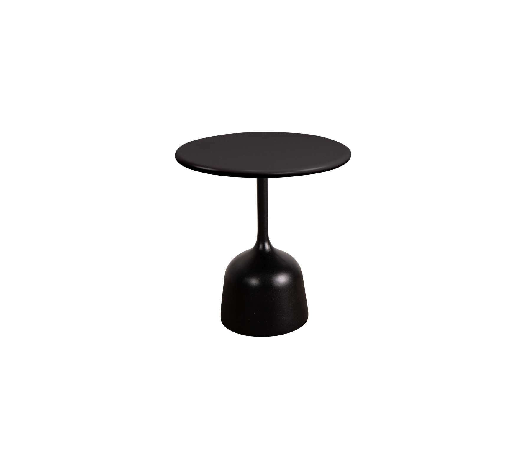 Elegant black round table with a sleek pedestal base, perfect for modern decor. Ideal for small spaces or as a stylish accent piece.