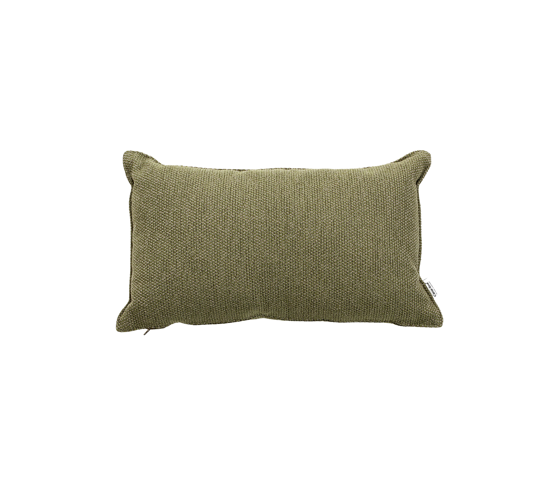 Green rectangular pillow with textured fabric and rounded edges, perfect for adding comfort and style to any space.