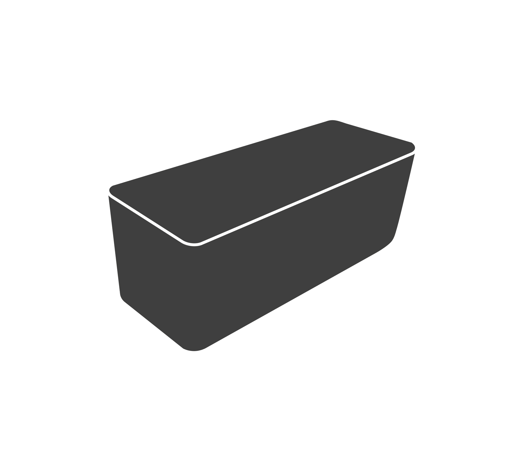 Rectangular storage container with a smooth surface and a flat lid, ideal for organizing items.