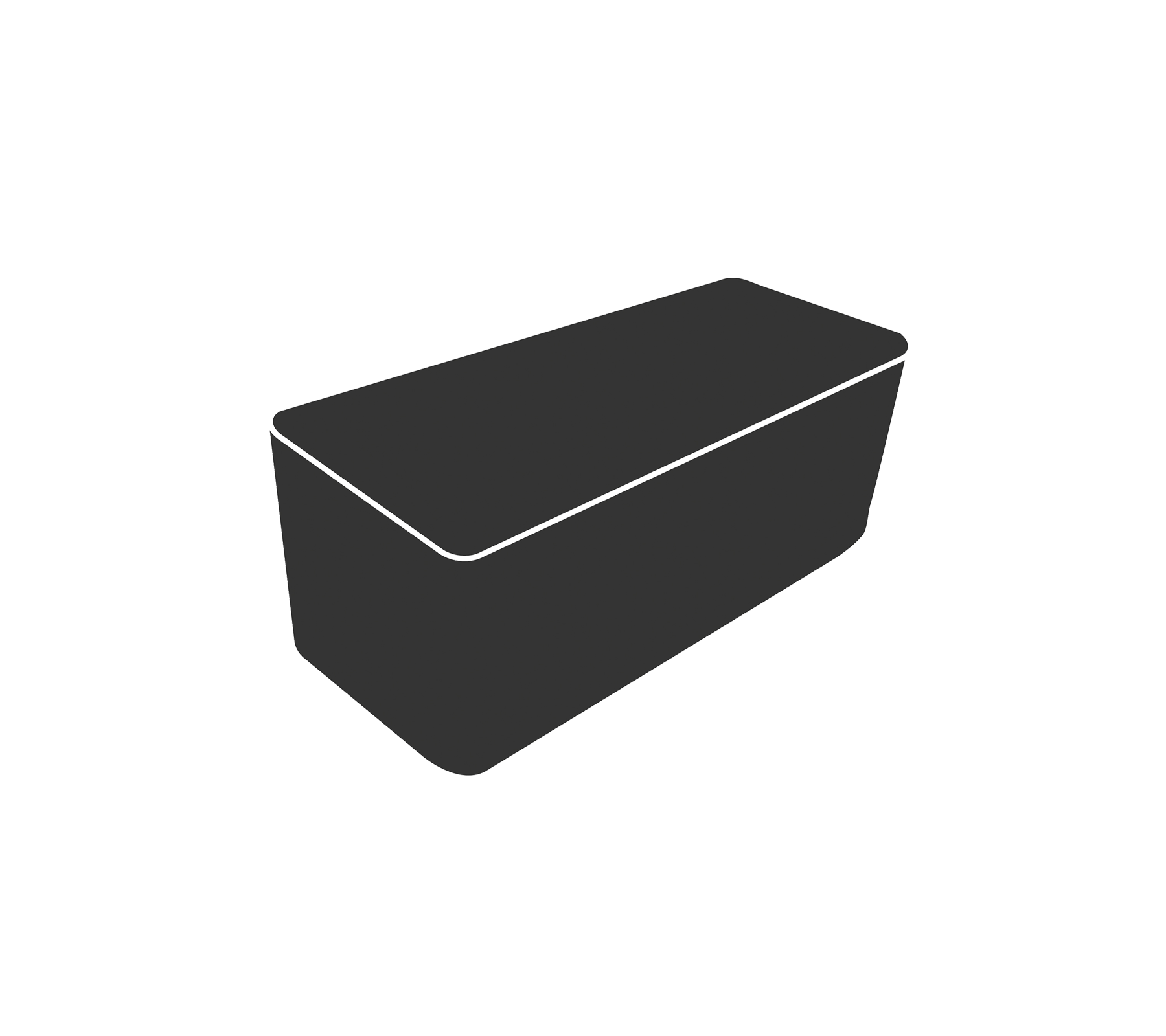 Rectangular container with a smooth surface and a flat lid, designed for versatile storage.