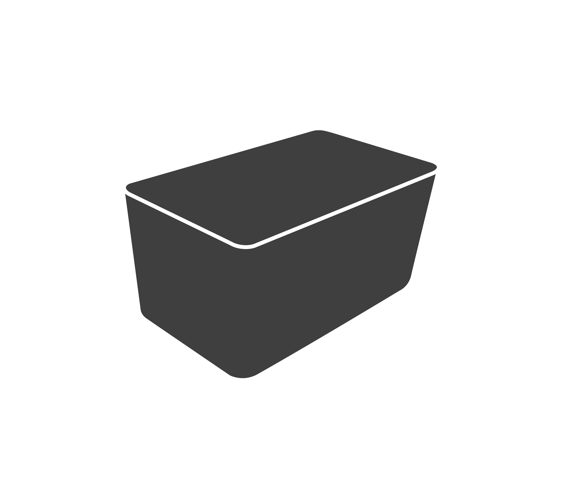 A simple, rectangular container with a sloped lid, designed for storage and organization. Ideal for various uses in home or office settings.