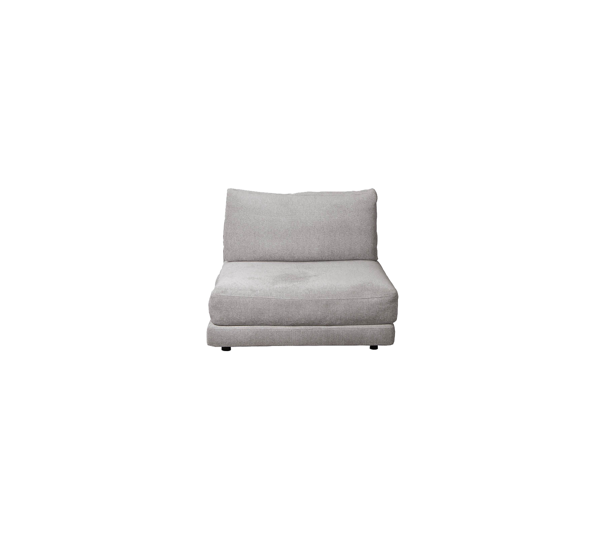 Comfortable light gray lounge chair with a cushioned seat and backrest, designed for relaxation and versatility.