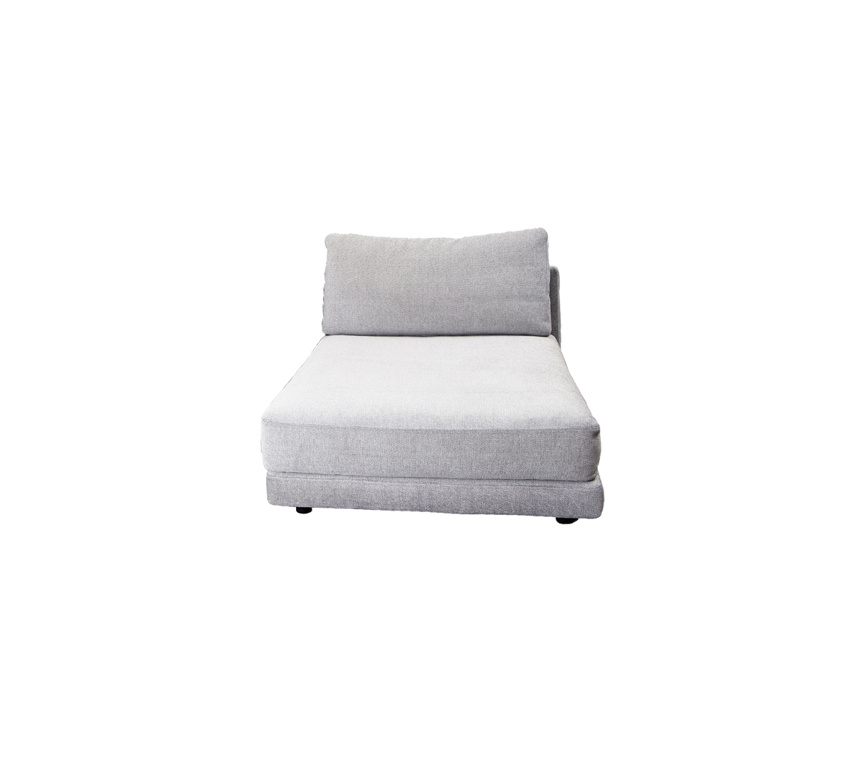 Light gray chaise lounge with a minimalist design and a plush backrest for added comfort. Perfect for relaxation and leisure.