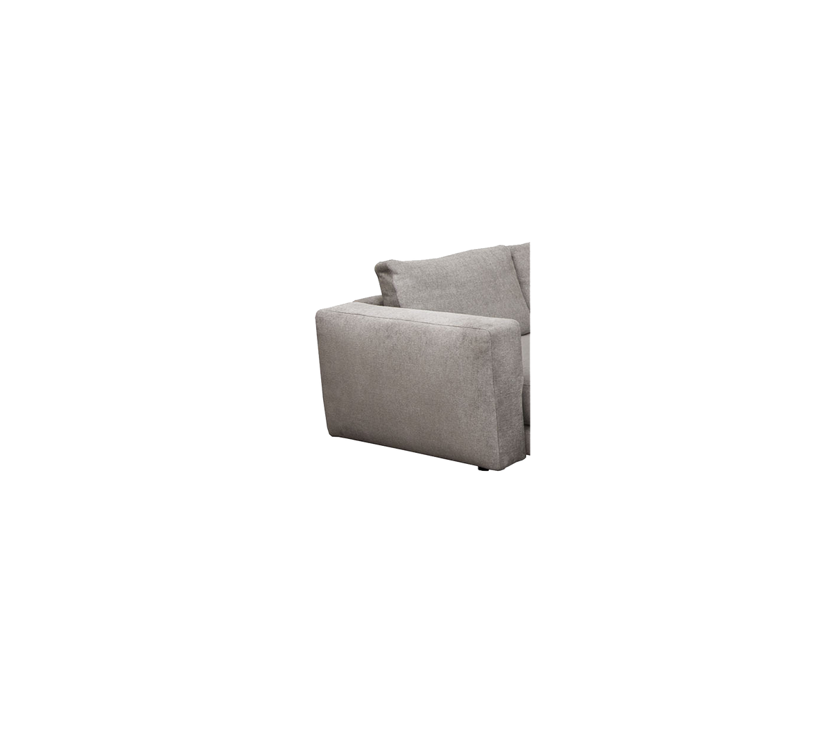 Light gray armchair with a minimalist design, featuring a plush seat and backrest for comfort and style. Ideal for modern interiors.
