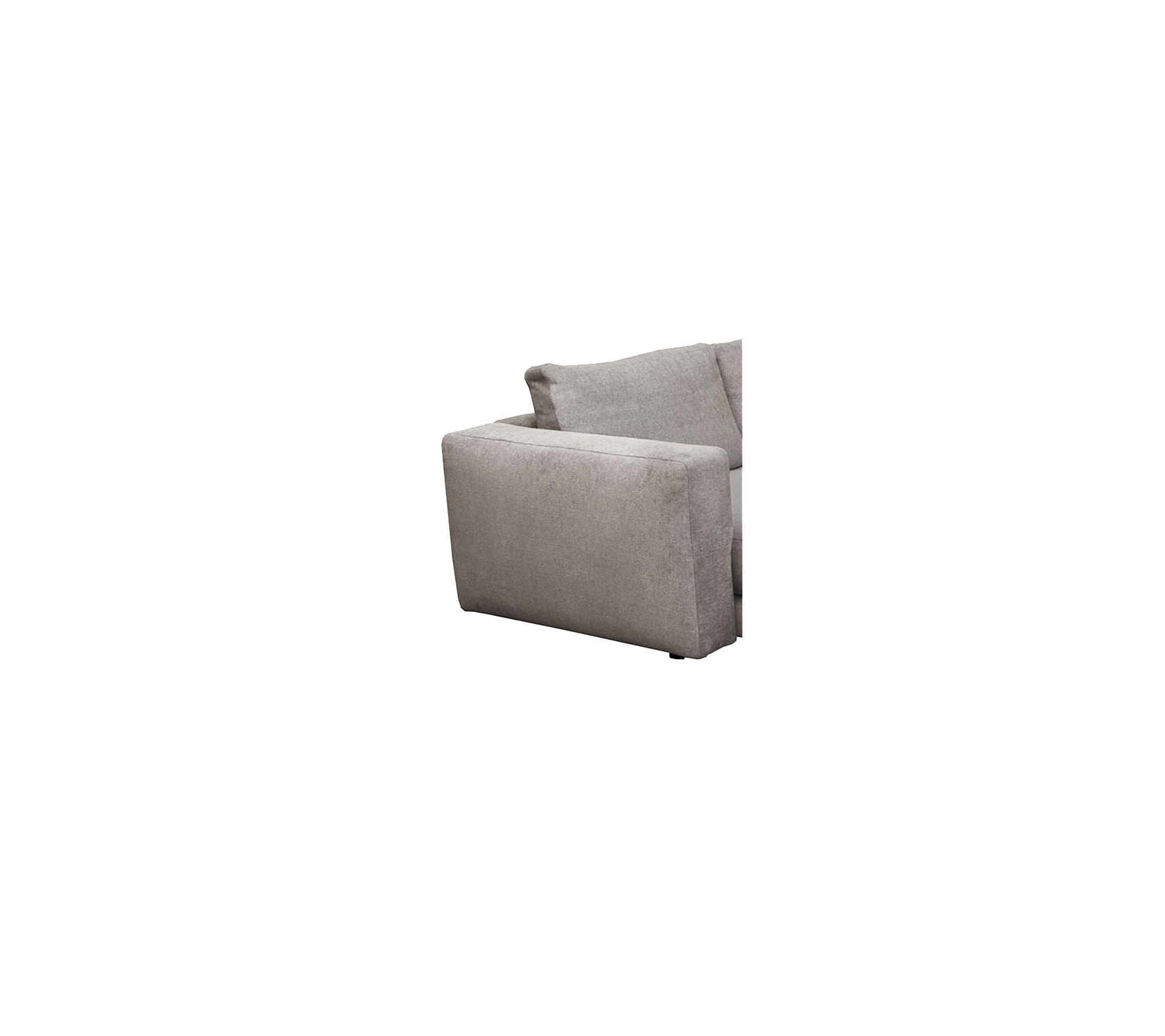 Light gray armchair with a minimalist design, featuring a plush seat and backrest for comfort and style. Ideal for modern interiors.
