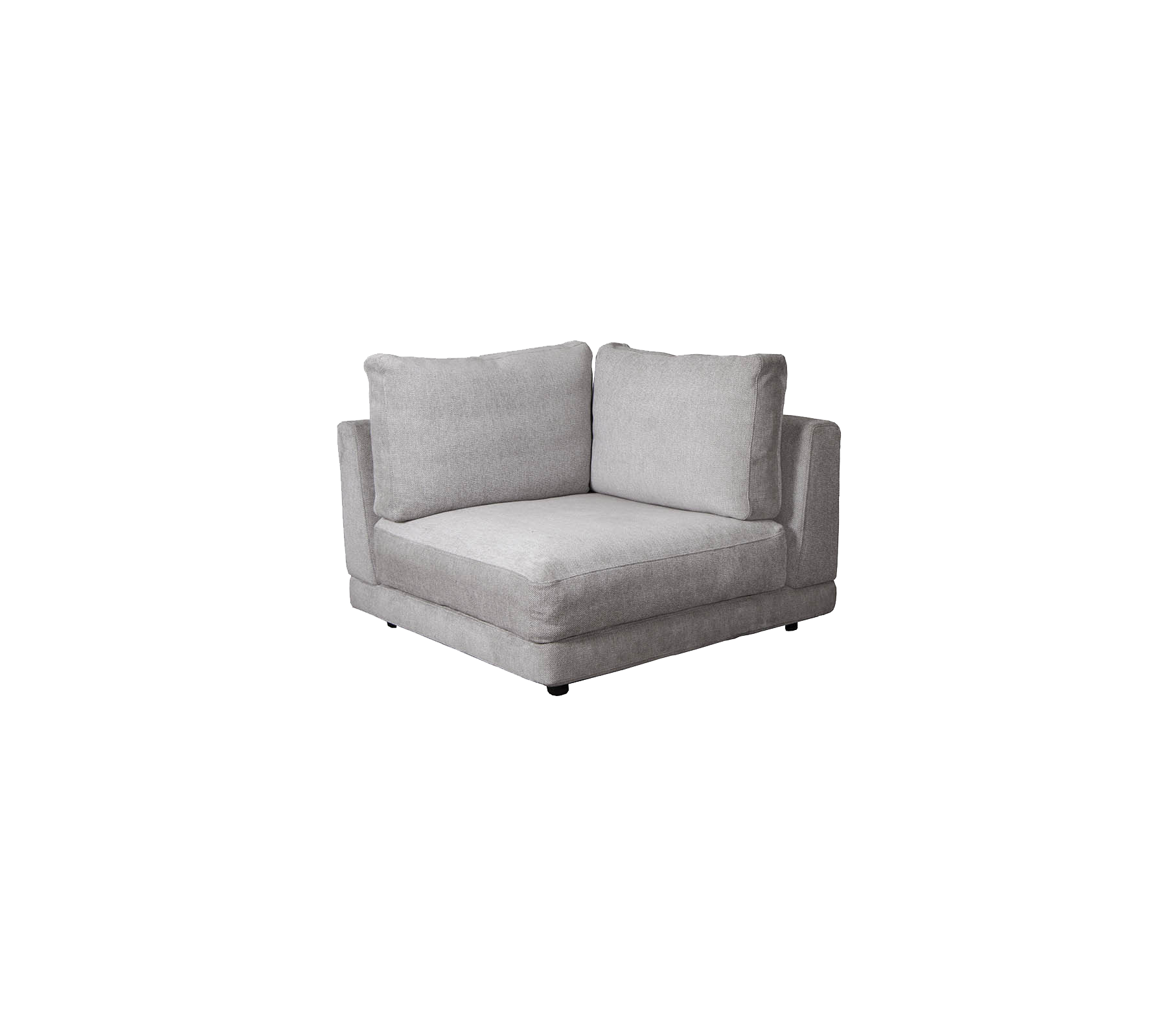 Gray corner sofa with plush cushions, featuring a modern design and relaxed style, perfect for cozy seating arrangements.