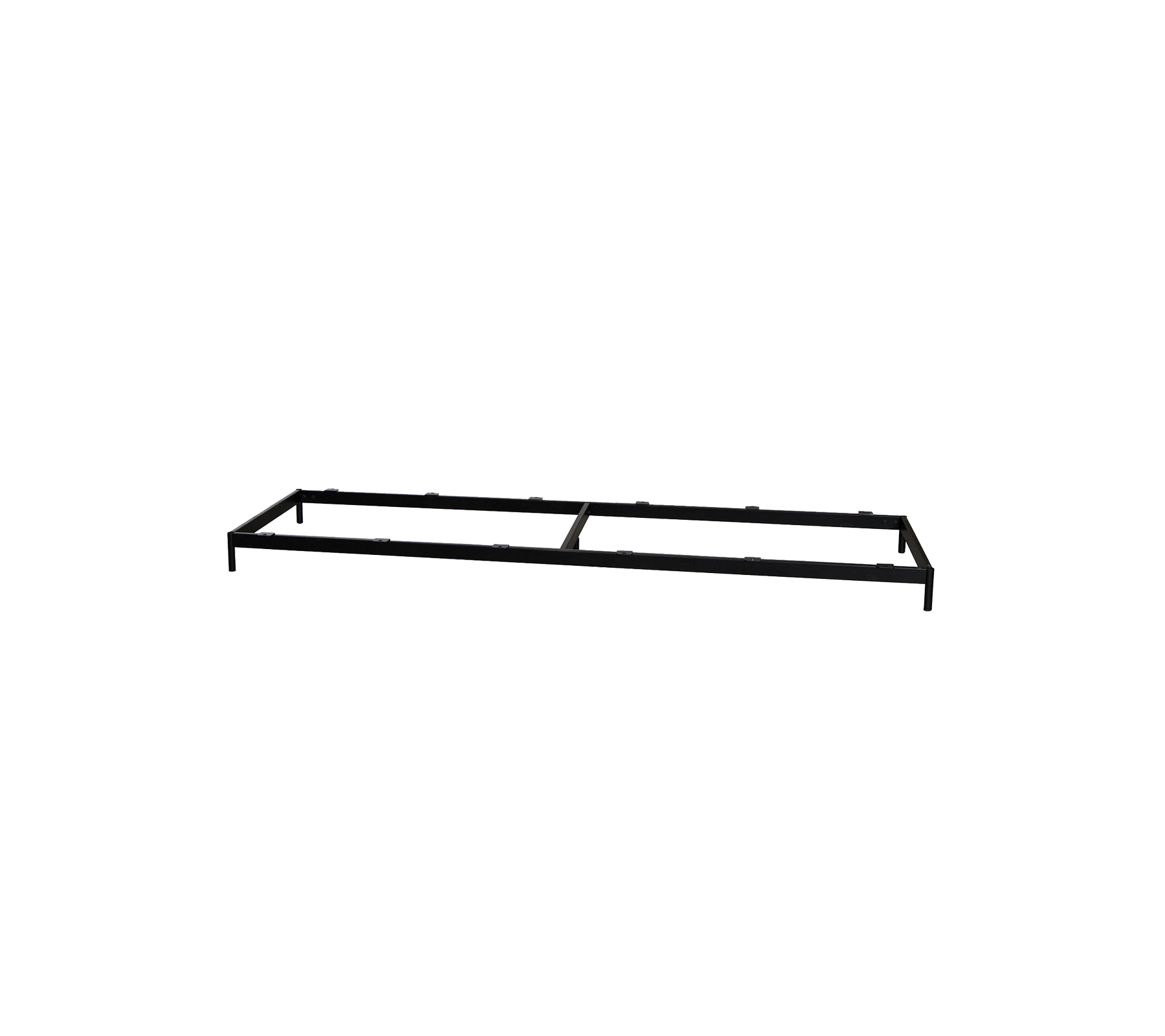 Black metal frame designed for support and stability, suitable for various applications.