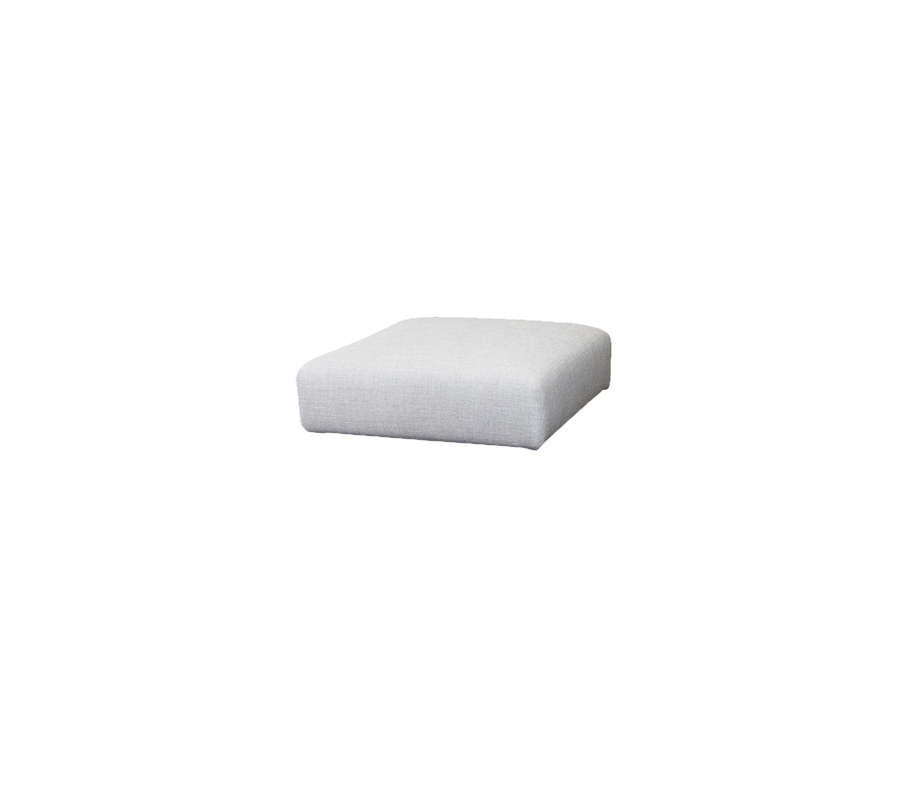 Square, minimalist cushion in a light fabric, perfect for versatile seating or decor enhancement. Simple and stylish design.