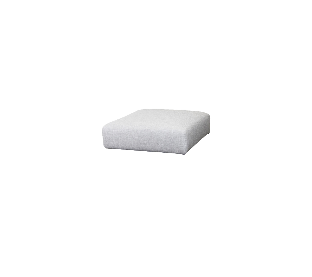 Square, minimalist cushion in light gray fabric, designed for versatile seating or decor use.