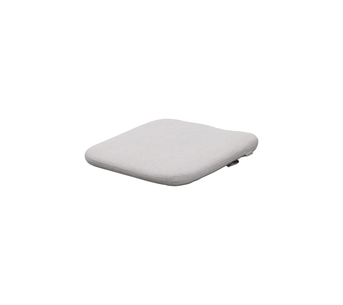 Light gray cushioned seat pad with a smooth, rounded square shape, providing comfort and style for seating.