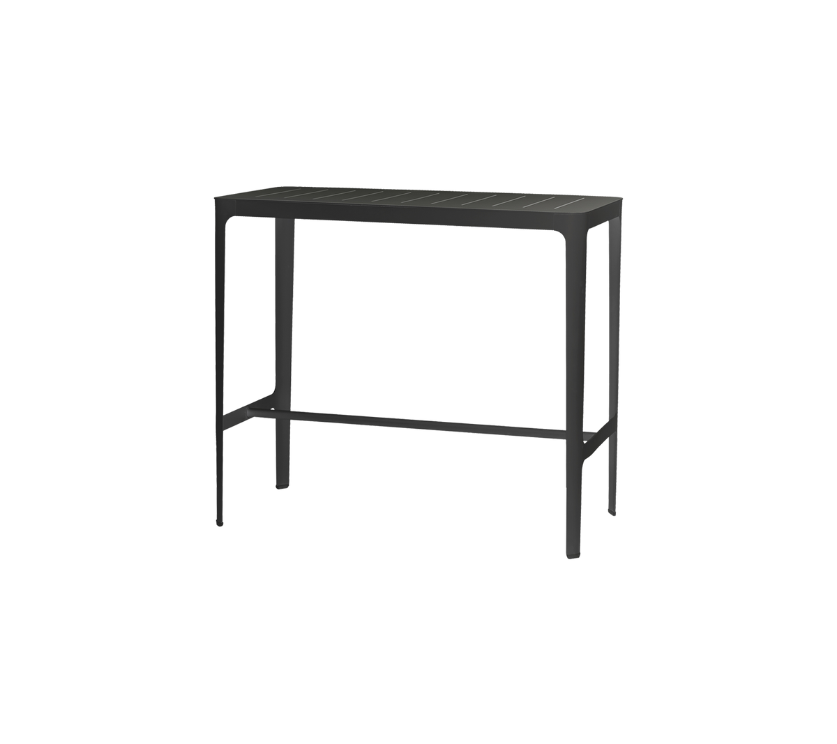 Sleek black console table with a minimalist design and a lower shelf for additional storage or display purposes.
