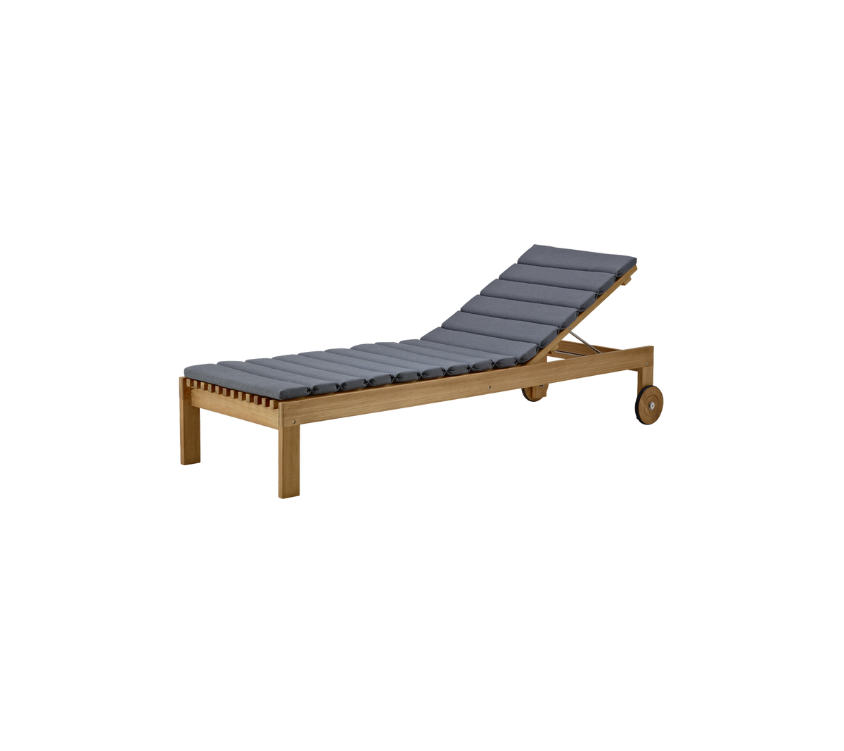 Stylish lounge chair with a wooden frame and gray cushioned seating, designed for comfort and relaxation.