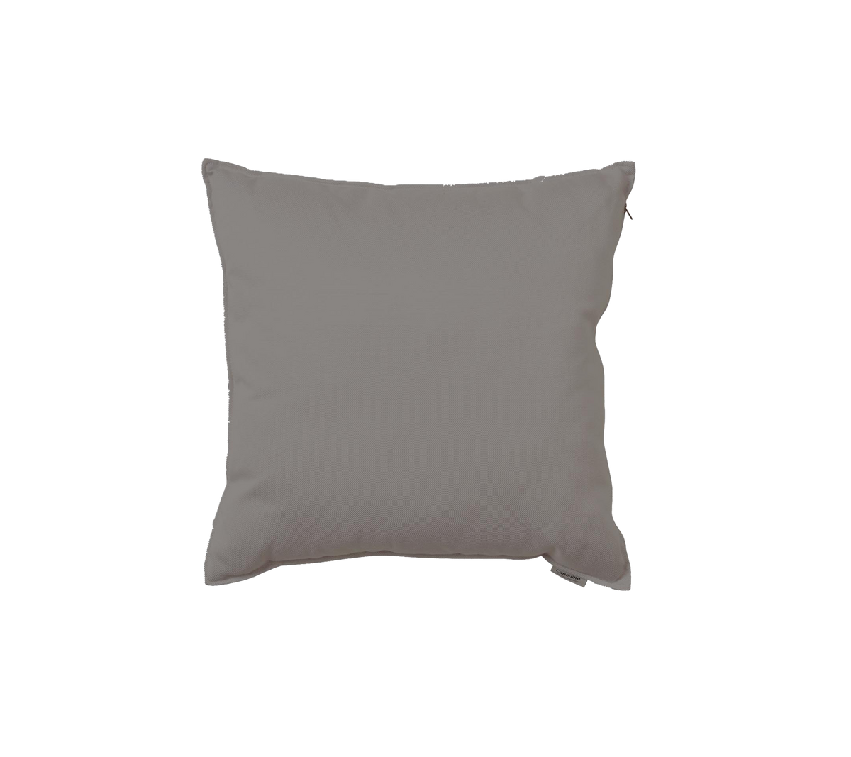 Soft, square decorative pillow in a neutral gray color, perfect for adding a touch of comfort and style to any space.