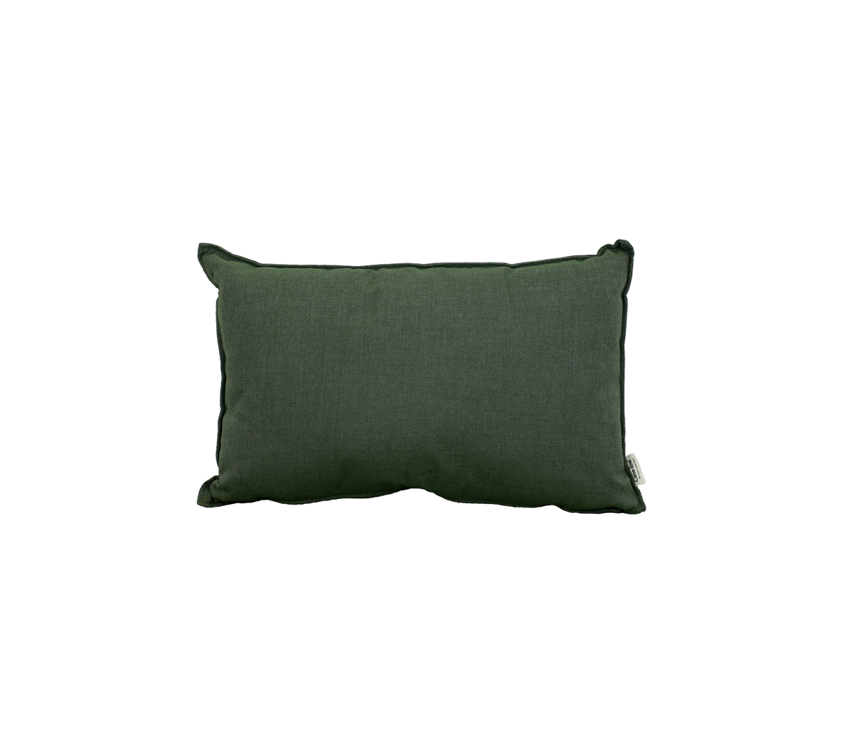 Green rectangular cushion with a simple design.