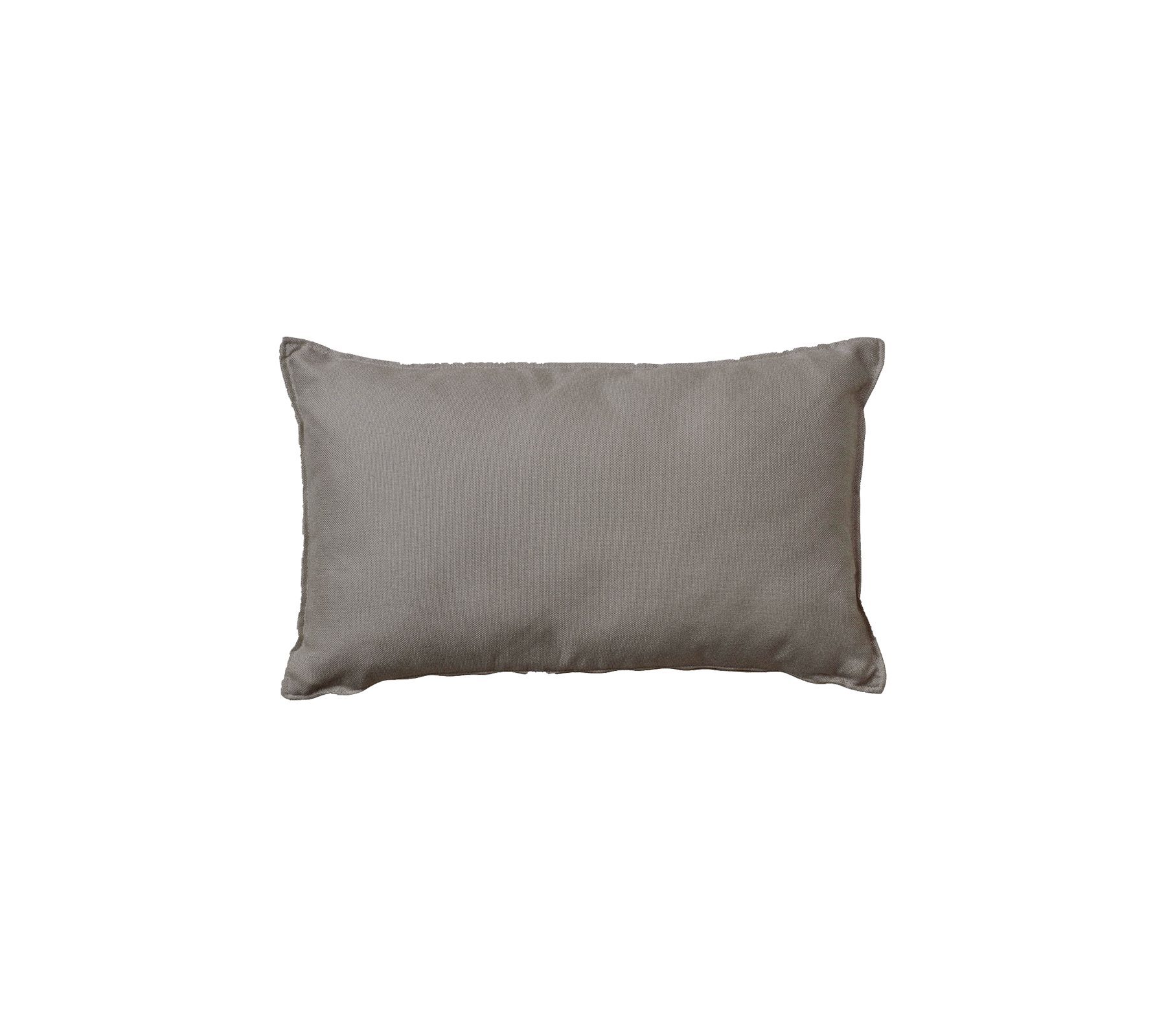 Rectangular gray cushion with a smooth texture and piped edges, ideal for adding comfort and style to any seating area.