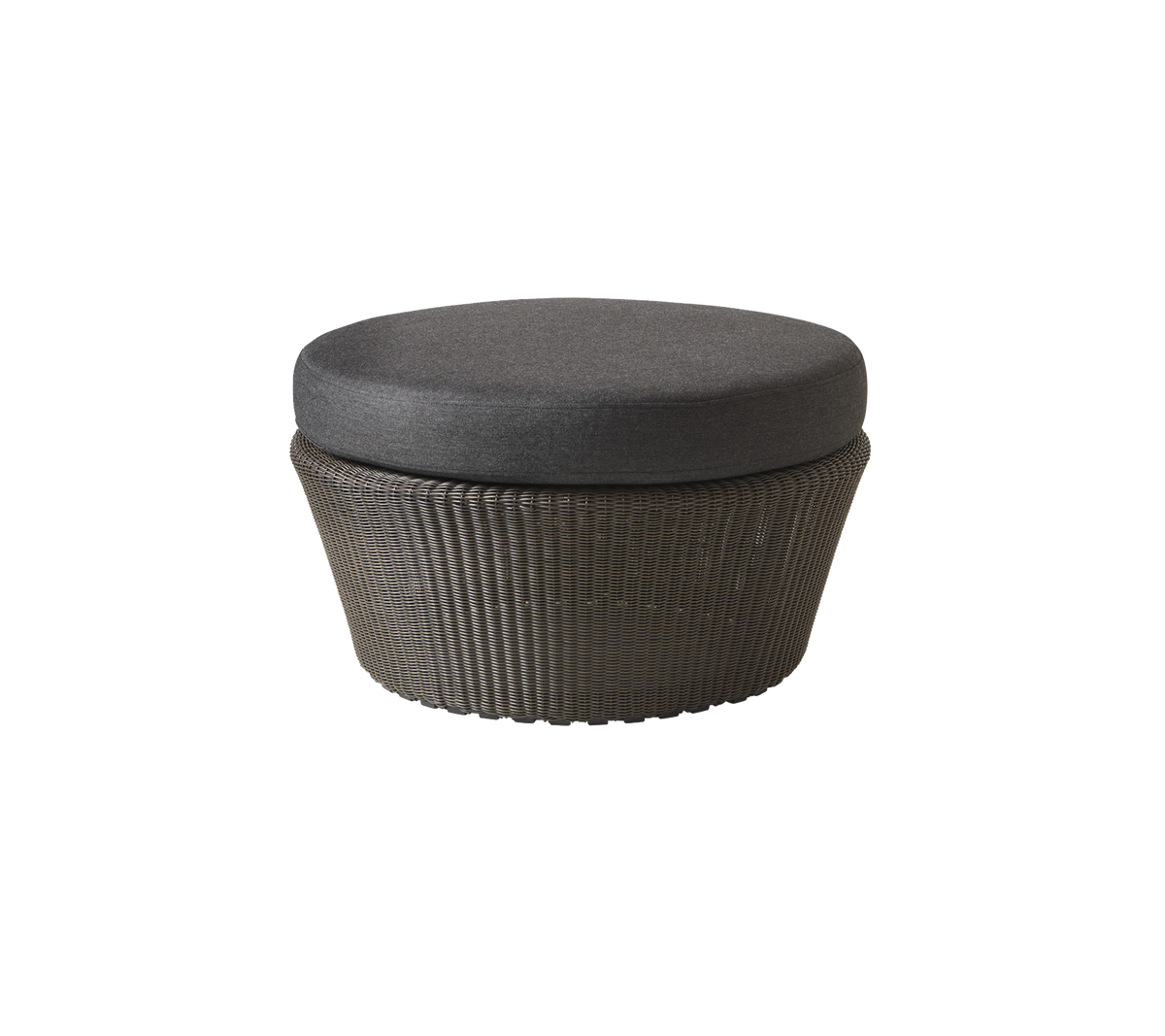 Round, woven storage container with a soft, removable lid, ideal for organizing items while adding a stylish touch.
