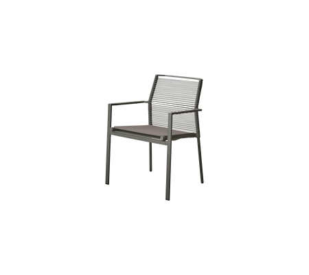 Stylish chair with a modern design, featuring a mesh back and sleek armrests suitable for various settings.