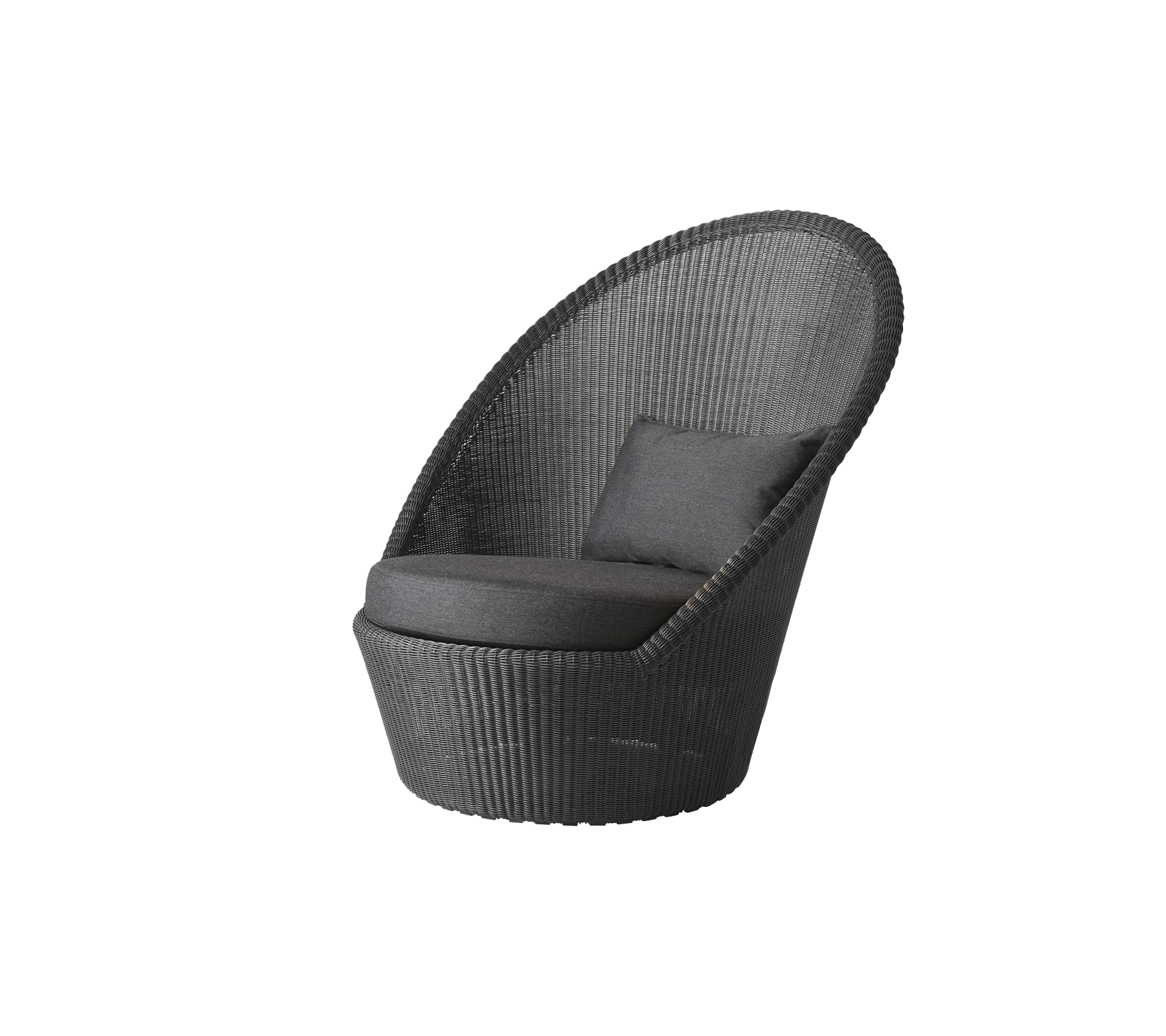 Stylish, modern chair featuring a curved design with a comfortable cushion, perfect for relaxation and enhancing any space's aesthetics.