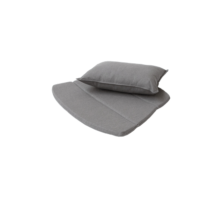 Gray cushion set featuring a flat base cushion and a matching back cushion for added comfort and support.