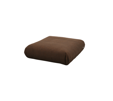 Brown, square-shaped cushion with a soft, fabric texture, ideal for comfort and decorative use.
