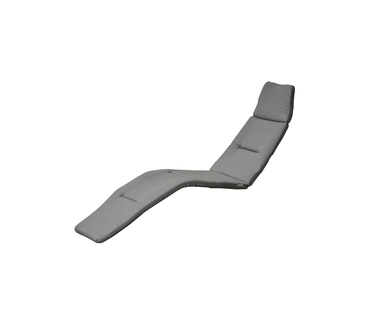 Gray, curved lounge cushion with multiple sections for comfort and support, suitable for relaxation or outdoor use.