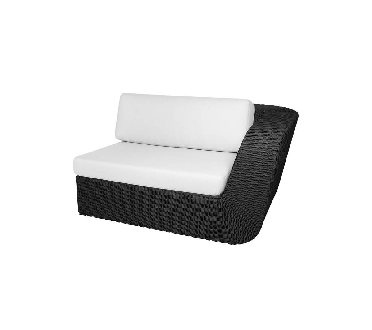 Contemporary seating with a sleek black frame and plush white cushions, designed for comfort and style.