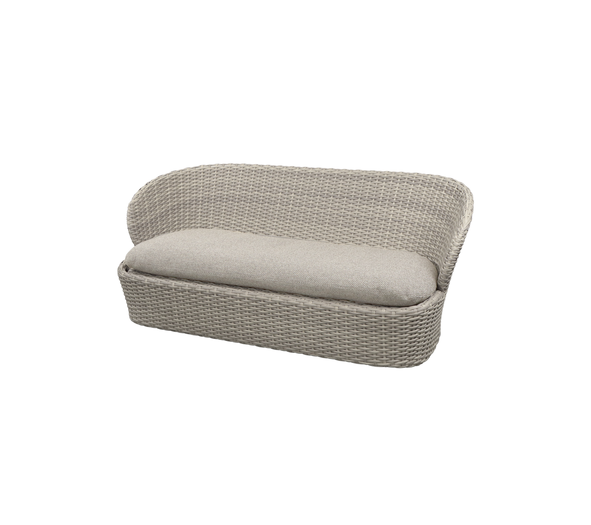 Stylish two-seat sofa with woven design and soft cushion, perfect for comfortable seating in any setting.