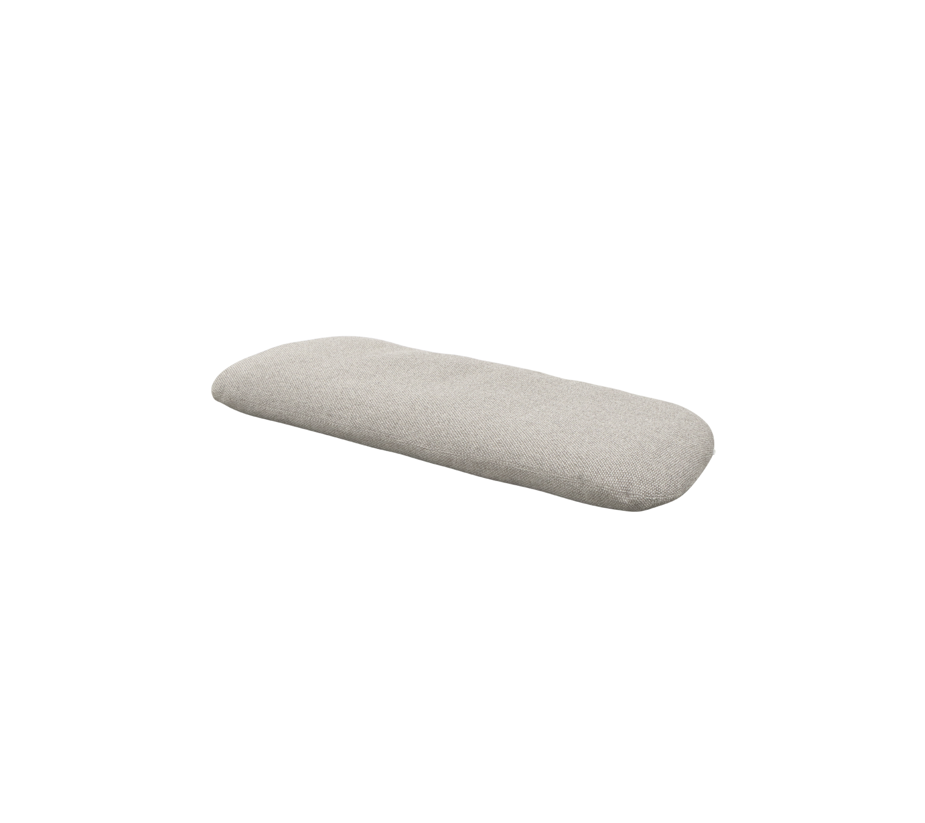 Rectangular cushion in a light gray fabric, featuring a smooth surface with a subtle texture, designed for comfort and style.