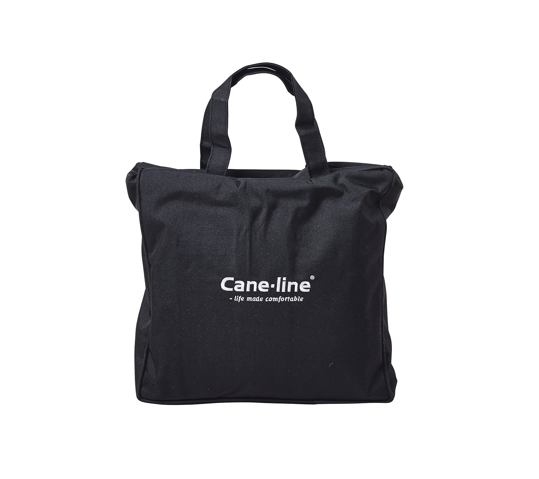 Black tote bag featuring the Cane-line logo in white. Suitable for various purposes, combining style and functionality.