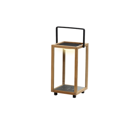 A stylish lantern in wood and metal, featuring a LED light integrated into the design, perfect for adding ambiance.