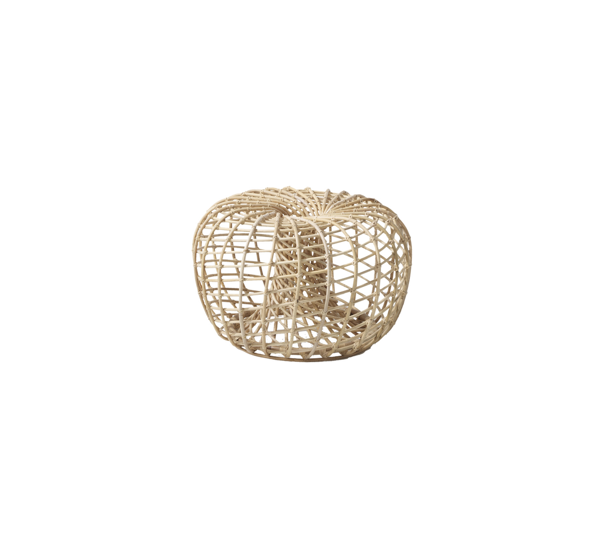 Natural woven basket-shaped seat with a circular design, showcasing an open, airy structure in a light tone. Ideal for versatile decor.