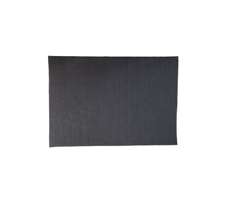 Dark grey rectangular Cane-line Soft Rope rug with a swirl pattern, adding warmth and style to any space.