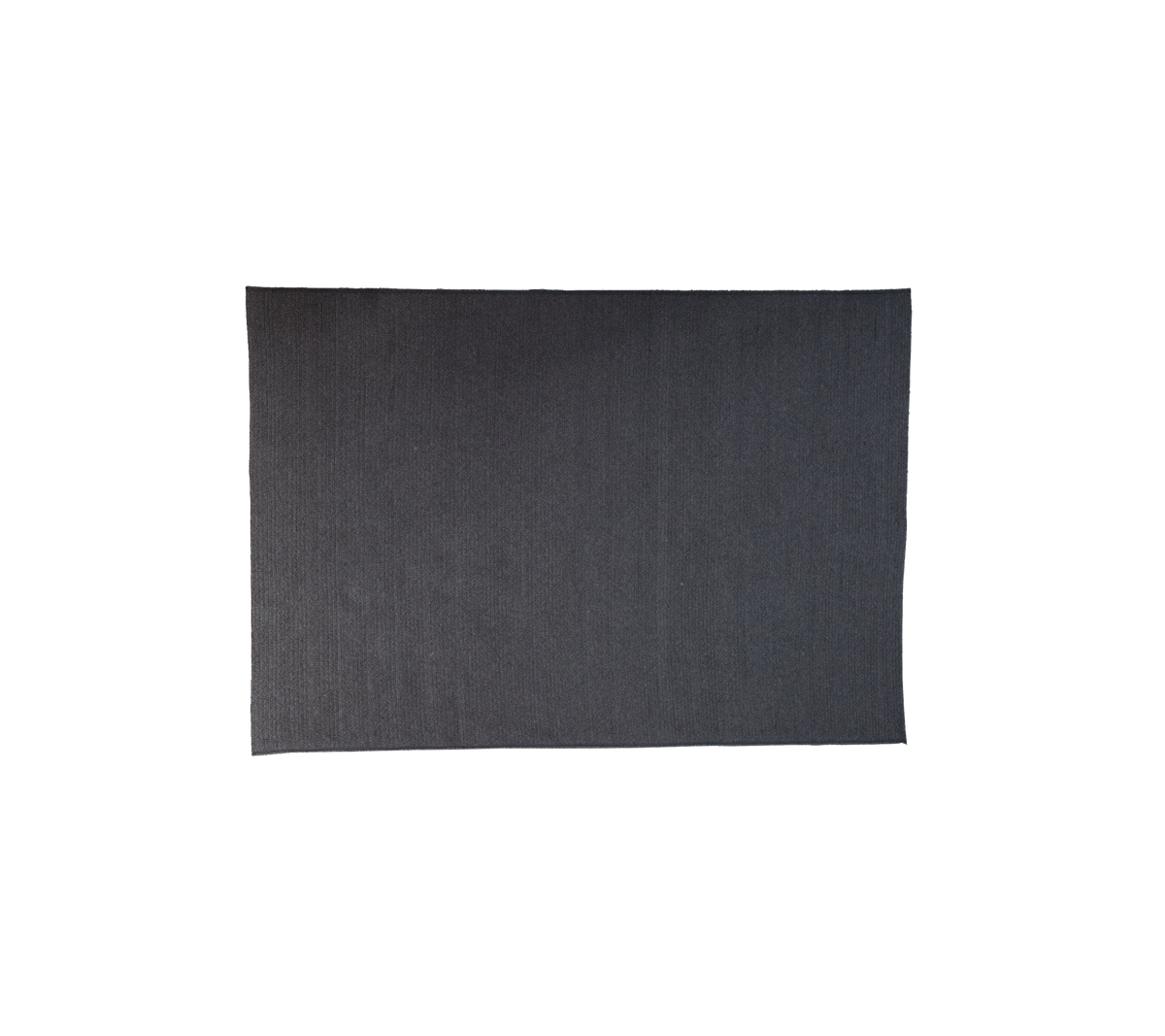 Dark grey rectangular Cane-line Soft Rope rug with a swirl pattern, adding warmth and style to any space.