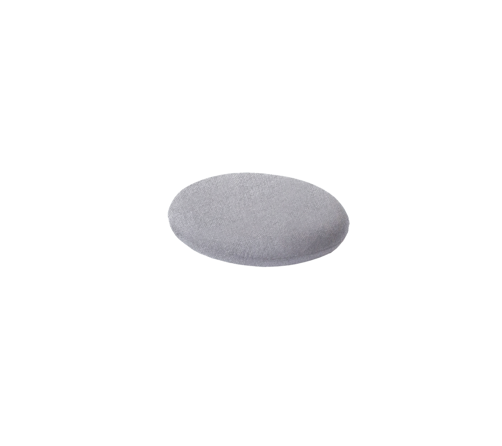 A smooth, oval-shaped gray object, resembling a soft pad or cushion, designed for various applications.