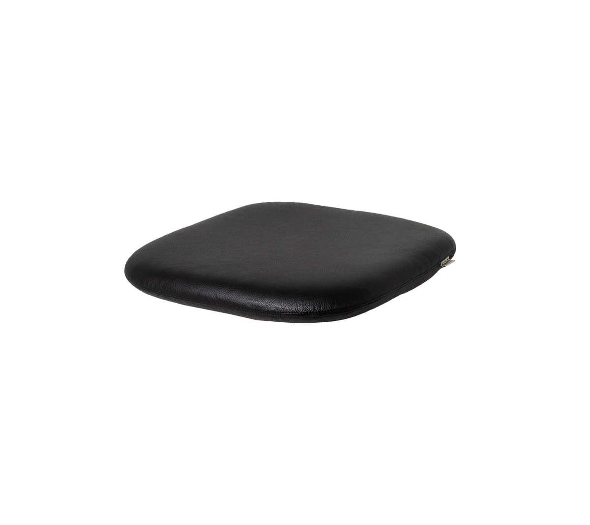 Black cushion pad with a smooth surface, designed for comfort and support in various applications.