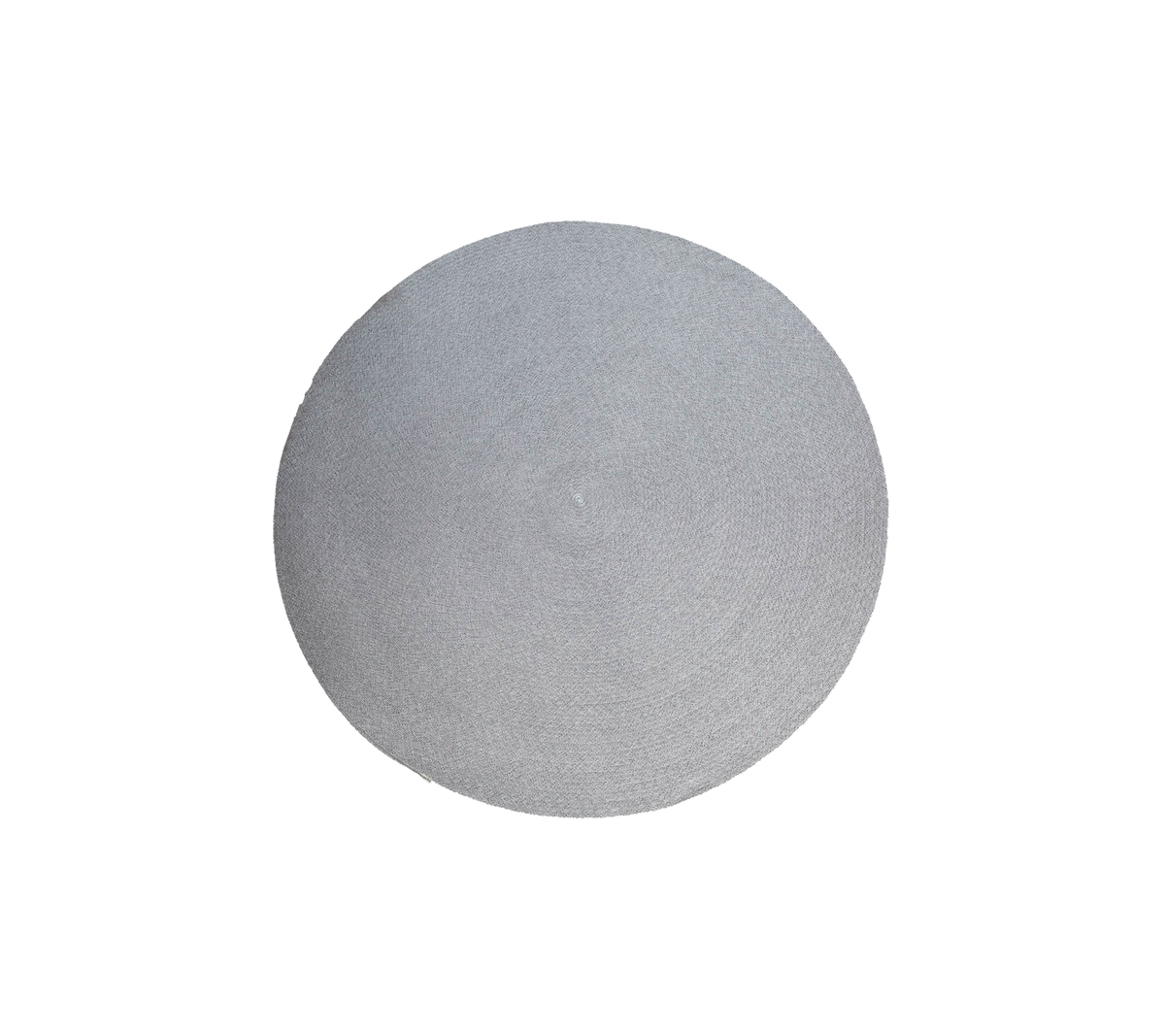 Dot outdoor rug, 140 cm diameter, multi-coloured with a swirl pattern, made from Cane-line Soft Rope. Simple and elegant flat weave design for outdoor spaces.