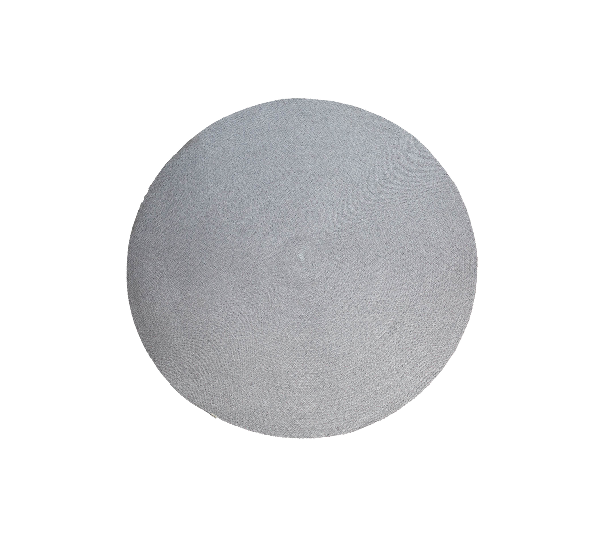 Dot outdoor rug, 200 cm diameter, multi-coloured with a swirl pattern, made from Cane-line Soft Rope. Simple and elegant flat weave design.
