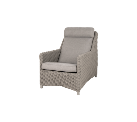 Stylish wicker chair with a comfortable padded backrest and seat, designed for relaxation and modern decor. Perfect for lounging and leisure.