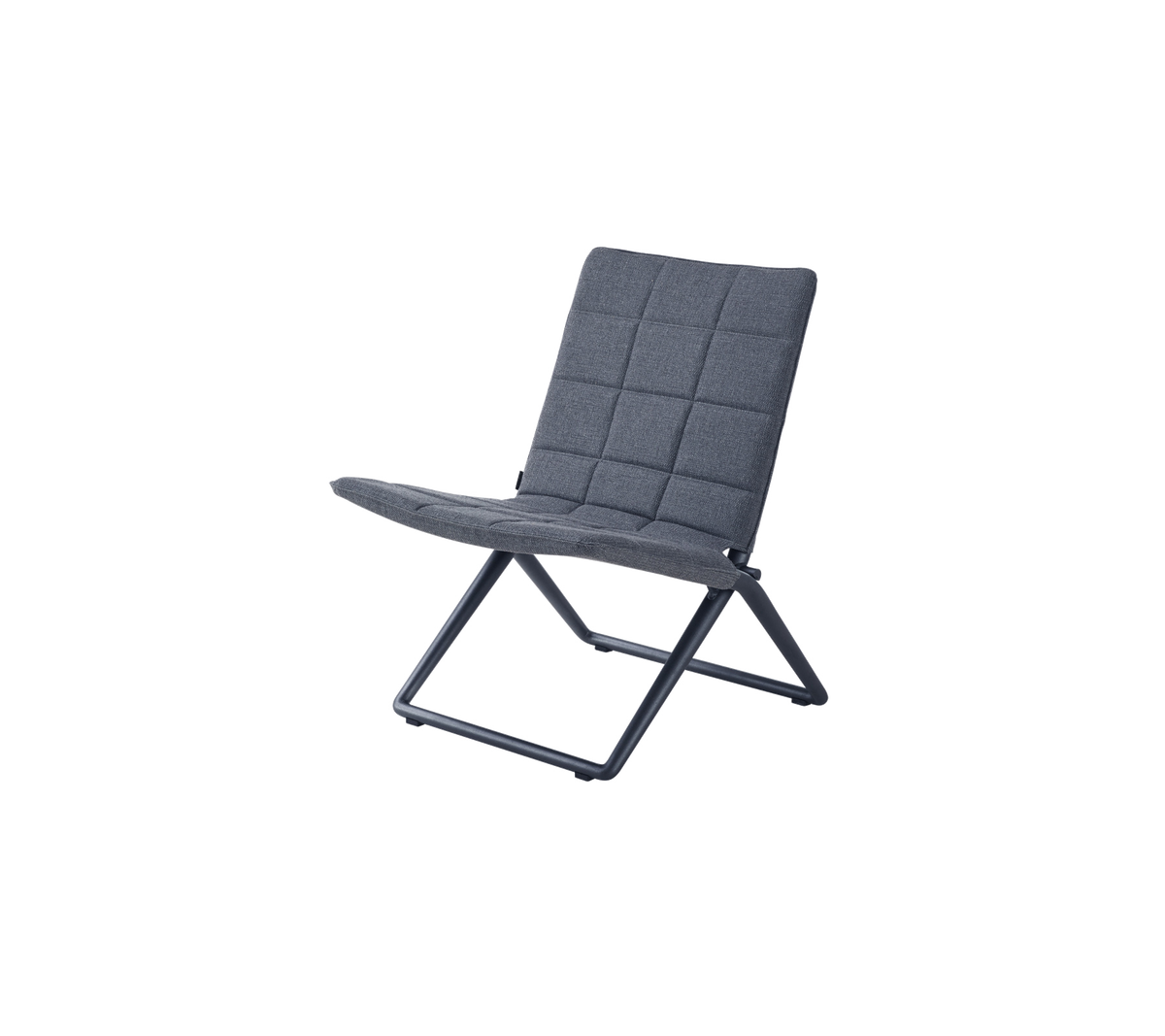Stylish and modern folding chair with a padded seat and back, featuring a grid pattern and a sturdy frame. Ideal for versatile seating.