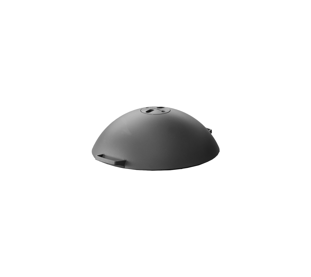 Gray dome-shaped accessory part with a smooth surface and a central opening, designed for a specific application or device.