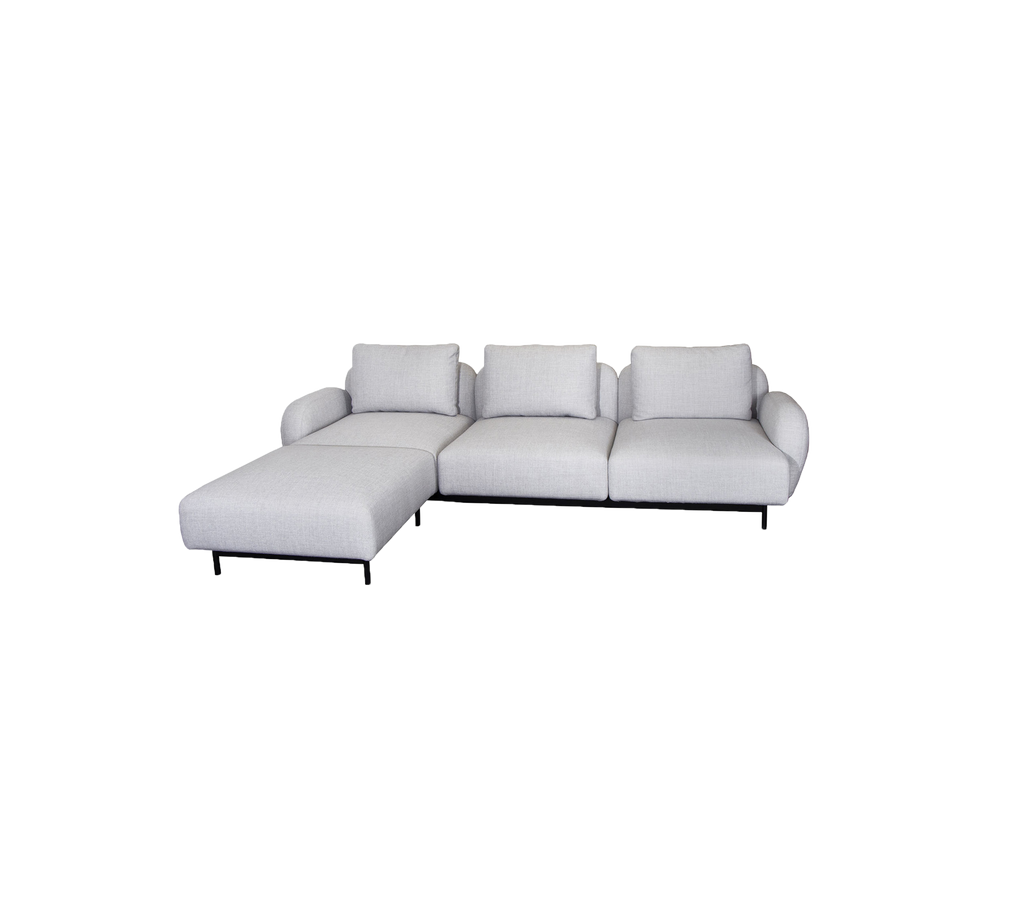 Aura 3-seater sofa, w/low armrest & chaise lounge, right (2)