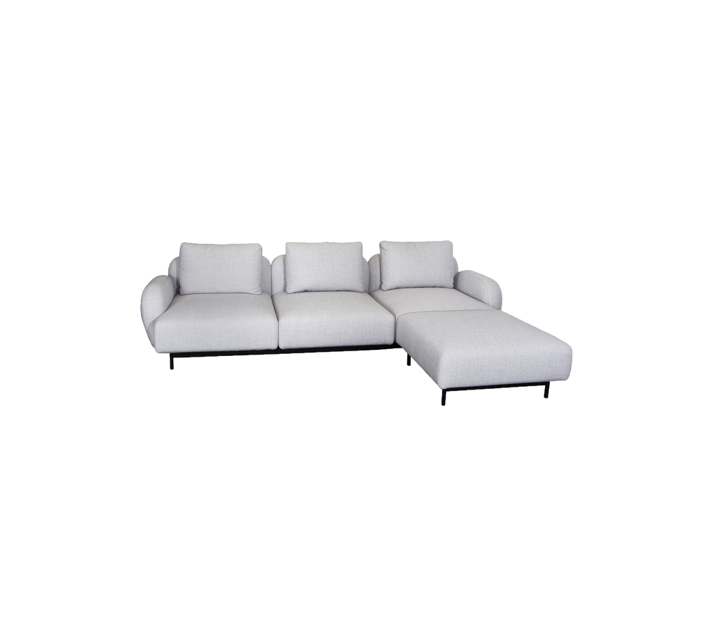Aura 3-seater sofa, w/low armrest & chaise lounge, left (2.2)