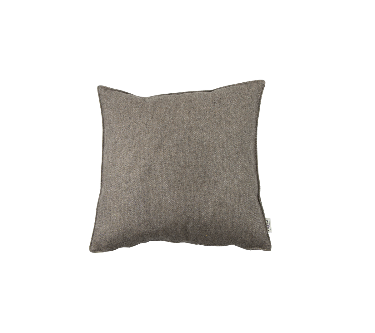 Square decorative pillow in a neutral brown fabric, adding a touch of comfort and style to any space.