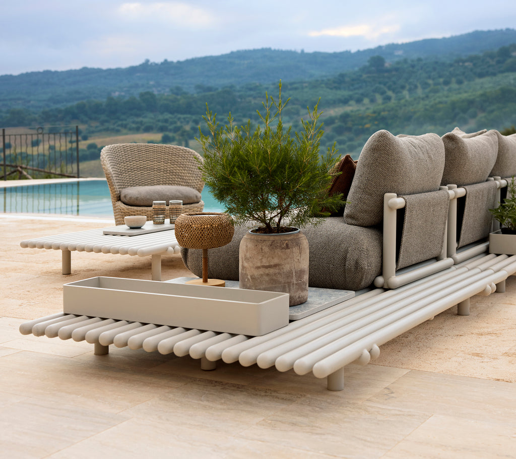 Sticks platform, sofa w/ chaise lounge
