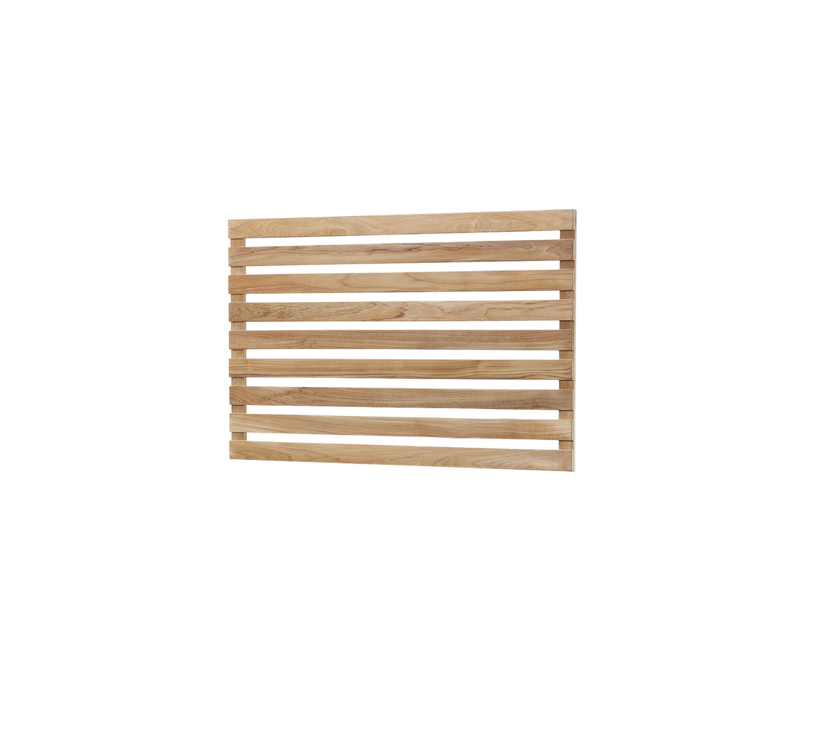 A wooden slatted panel with horizontal bars, showcasing a natural finish and simple design suitable for various applications.