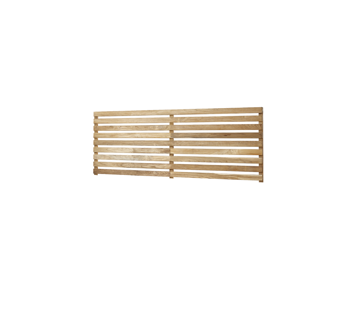 Wooden slatted panel with a natural finish, featuring evenly spaced slats for ventilation or decorative use.